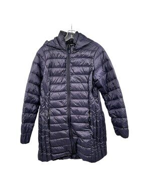 HEATKEEP Womens Quilted Puffer Coat Zip Up Hooded Amethyst Size Large Pockets